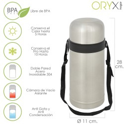 Termo Solidos y Liquidos, 1 Litro De Capacidad, Libre BPA, Acero Inoxidable, Antigoteo